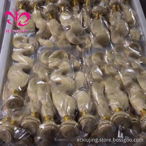 REINE 613 Blonde Human Hair Bundles With Lace Closure,Russian Virgin Blonde Hair Extension